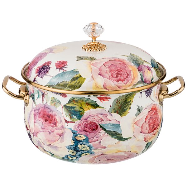 950-025 КАСТРЮЛЯ ЭМАЛИРОВАННАЯ AGNESS С КРЫШКОЙ, СЕРИЯ ВИНТАЖ, 6,1Л, ДИАМЕТР=24СМ (КОР=4ШТ.)
