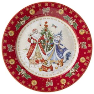 ТАРЕЛКА ОБЕДЕННАЯ LEFARD "ДЕД МОРОЗ И СНЕГУРОЧКА" 27СМ КРАСНАЯ (КОР=18ШТ.)