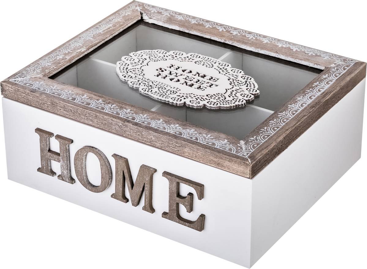 222-694 ШКАТУЛКА ДЛЯ ЧАЯ С 4 СЕКЦИЯМИ КОЛЛЕКЦИЯ "HOME" 20*17*8 СМ (КОР=16 ШТ.)
