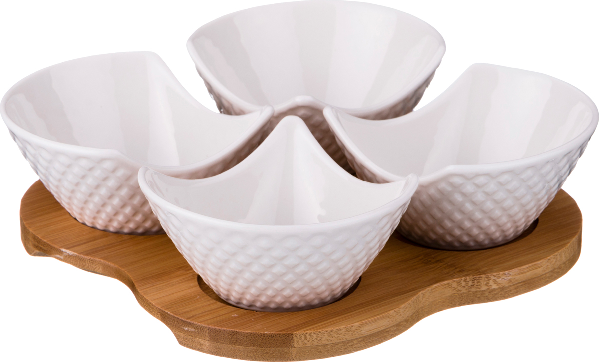 359-379 МЕНАЖНИЦА 4 СЕКЦИИ НА ДЕРЕВ.ПОДСТАВКЕ LEFARD "ДИАМАНД" 18*18*5 СМ (КОР=24ШТ.)