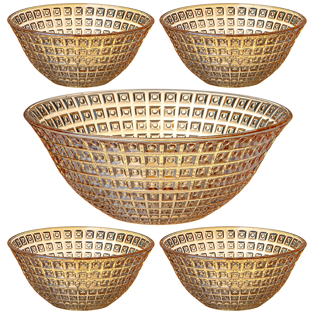 691-067 НАБОР САЛАТНИКОВ ИЗ 5 ШТ. "DIAMANT" AMBER 1600 МЛ/300 МЛ