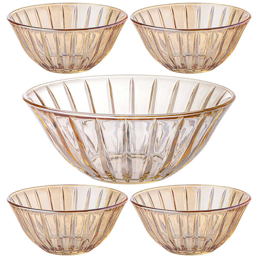 691-068 НАБОР САЛАТНИКОВ ИЗ 5 ШТ.  "LINES" AMBER 1600 МЛ/300 МЛ