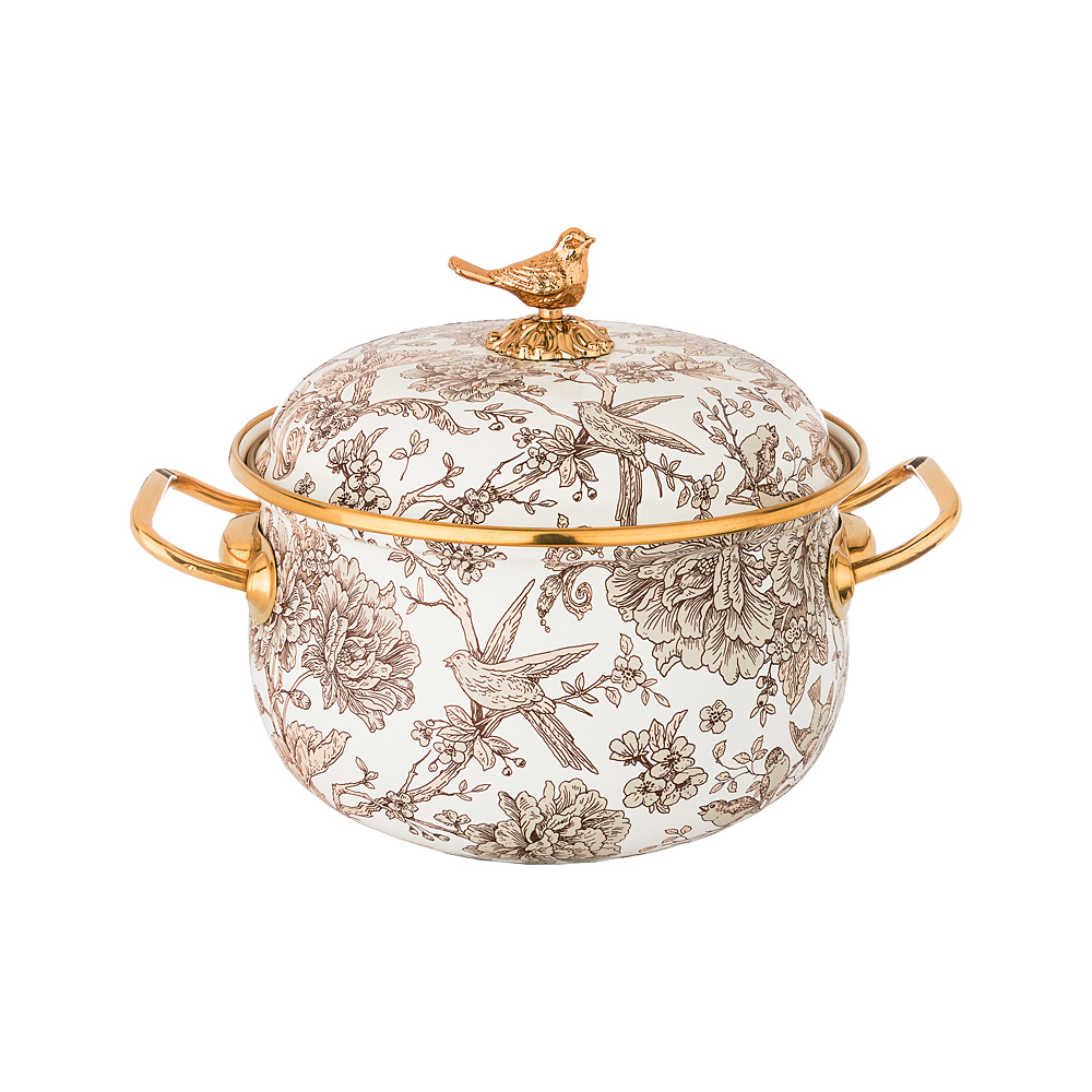 950-081 КАСТРЮЛЯ ЭМАЛИРОВАННАЯ AGNESS С КРЫШКОЙ, СЕРИЯ ROYAL GARDEN 2,1Л, ДИА.16СМ ПОДХОДИТ ДЛЯ ИНДУКЦИОН.ПЛ