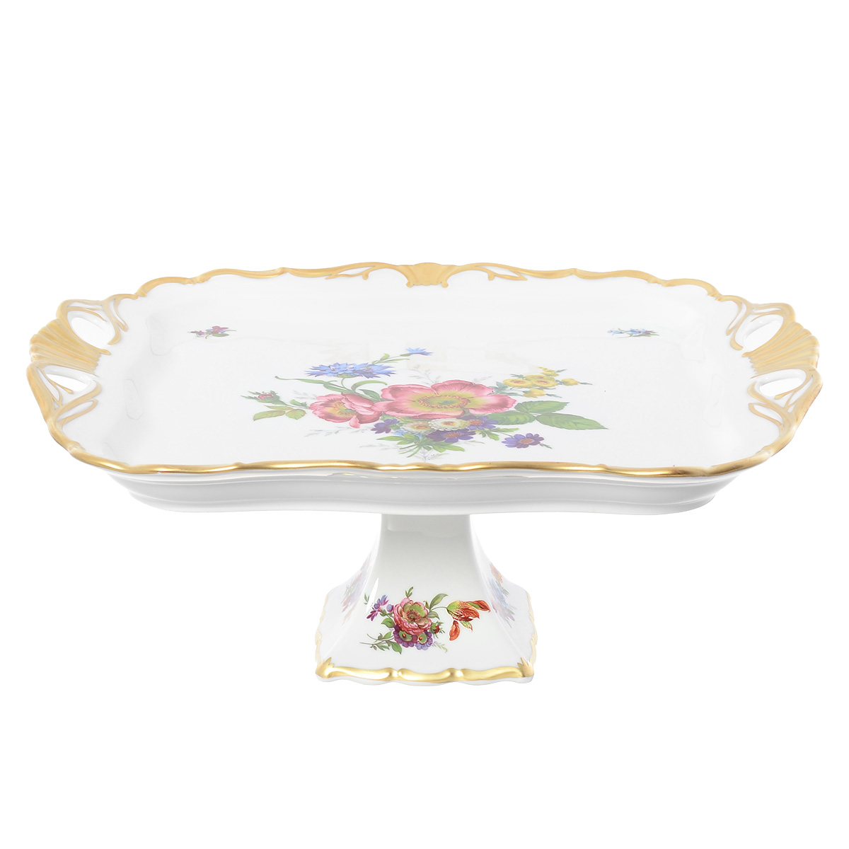 07348 Поднос на ножке Queen's Crown Мейсенский букет 34*29