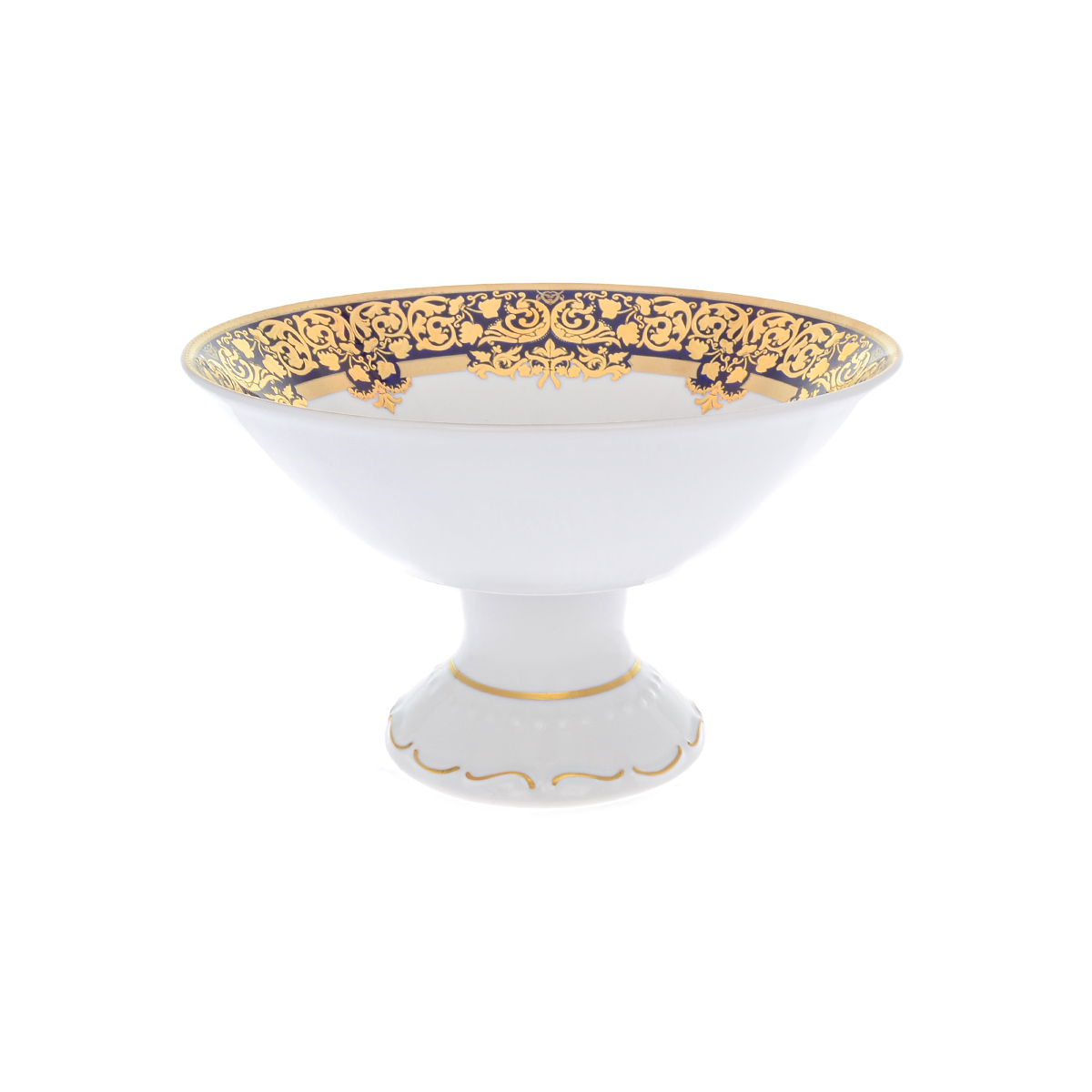 48907 Фруктовница  на ножке Falkenporzellan Natalia Cobalt Gold 24см