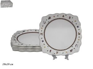 105-614 Набор из 6 тарелок 19см. НОВЫЙ ГОД в под.уп.(х12) Фарфор