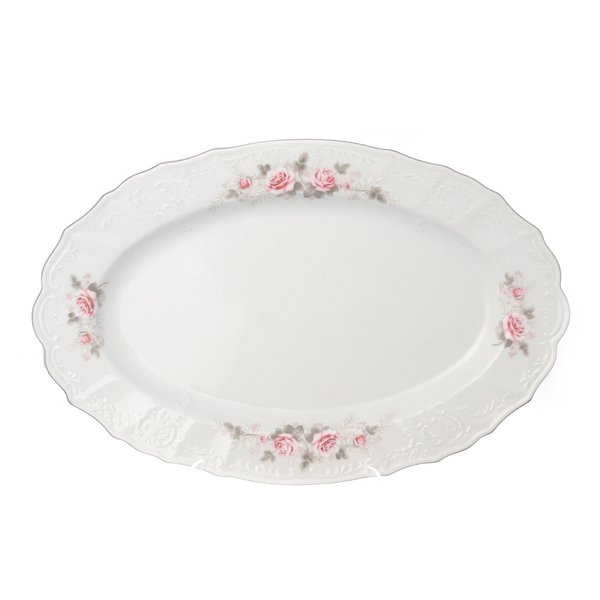 45724 Блюдо овальное Bernadotte Серая роза платина 39 см