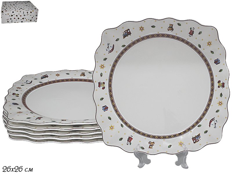 105-615 Набор из 6 тарелок 26см. НОВЫЙ ГОД в под.уп.(х6) Фарфор