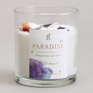 605-104 СВЕЧА АРОМАТИЗИРОВАННАЯ В СТАКАНЕ "PARADISE" WHITE MUSK 8*9 СМ МАЛ.= 9ШТ.