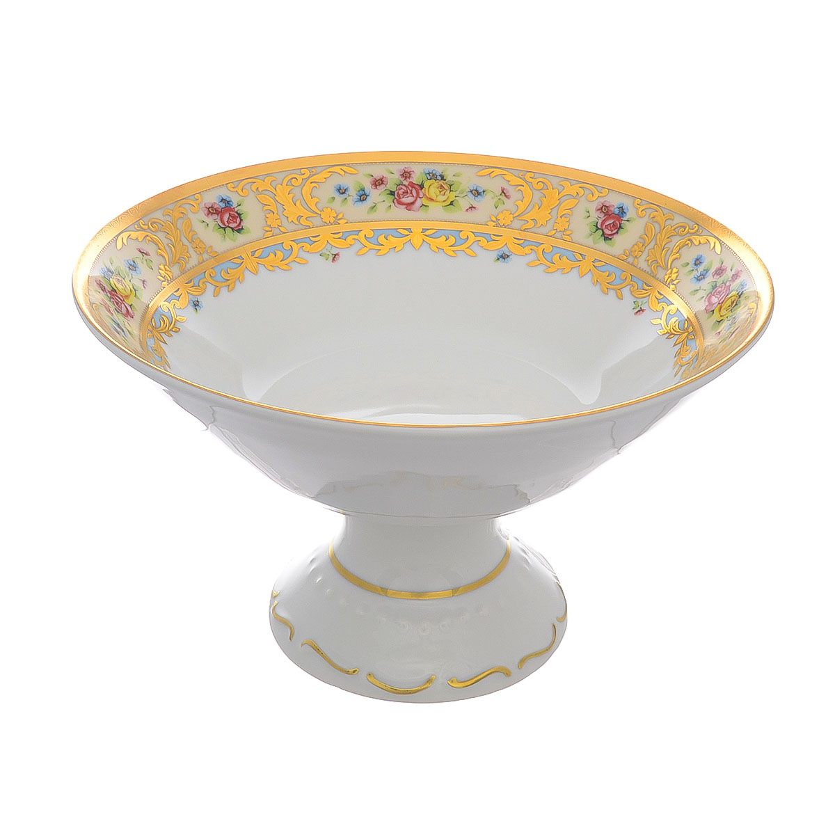 40444 Фруктовница на ножке Falkenporzellan Vienna Creme Gold 24 см