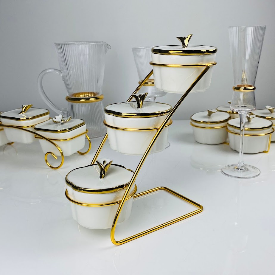 163-023 Набор из 3 банок на подставке MELODY в под.уп.(х12)Фарфор, металл