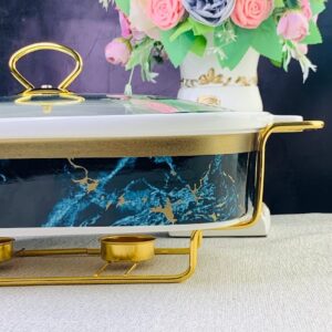 133-245 Мармит 38х23см с крышкой на подставке в под.уп.(х4)Фарфор