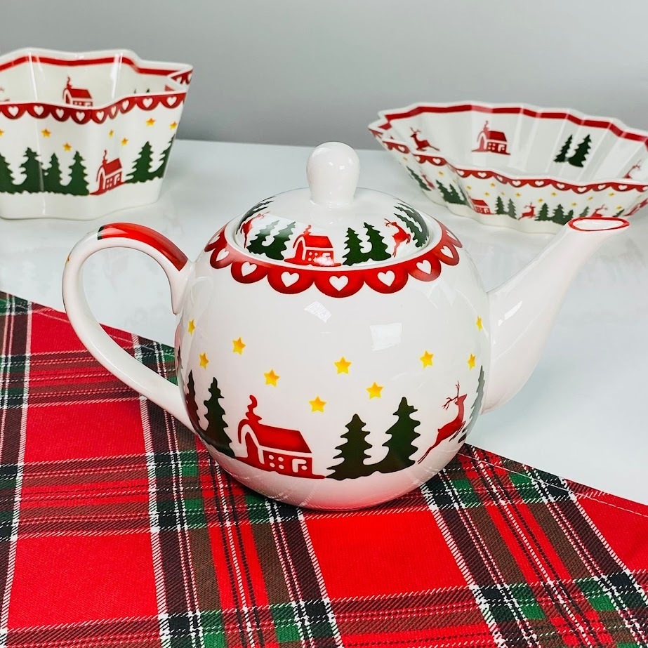 164-057 Чайник заварочный 850мл НОВЫЙ ГОД в под.уп.(х24)Фарфор