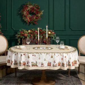 СКАТЕРТЬ  ОВАЛЬНАЯ  "ЩЕЛКУНЧИК" ,160Х220СМ БЕЖЕВЫЙ ,100% ХЛОПОК ,ТВИЛ