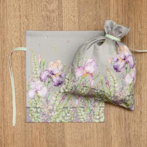 НАБОР  МЕШОЧКОВ ИЗ 2-Х ШТ "ИРИСЫ" 23Х25СМ,100%ХЛОПОК,СЕРЫЙ ,ТВИЛ,ПРОПИТКА