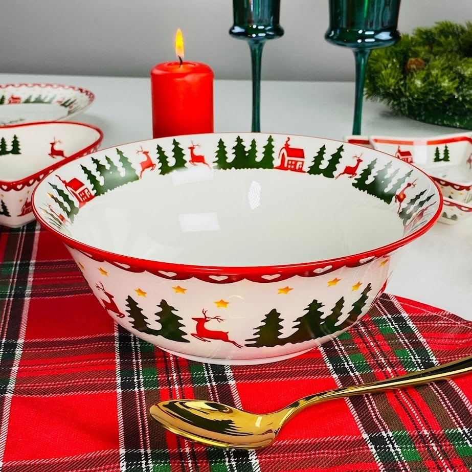 164-042 Салатник 23см НОВЫЙ ГОД в под.уп.(х16)Фарфор