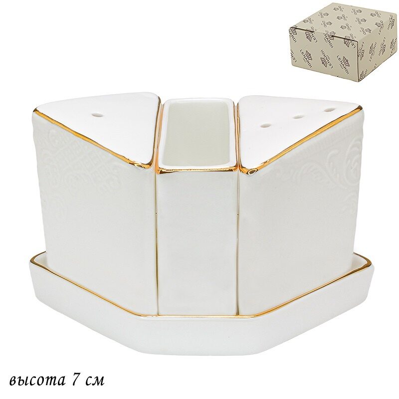 226-135 Набор солонок на подставке 11х7х7 см MARIA GOLD в под.уп.(х48)Фарфор