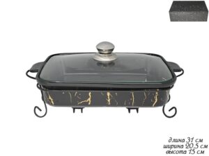 133-107  Сервировочный мармит 31см на подставке с крышкой в под.уп.(х6)Фарфор